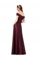 Outlet Satin Off the Shoulder Cap Sleeves Long Black Tie Evening Dress
