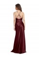 Outlet Stretch Satin Spaghetti Straps Sleeveless Long Formal Evening Dress