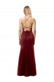 Outlet Stretch Crepe Halter Neck Sleeveless Open Back Burgundy Gold Long Formal Evening Dress