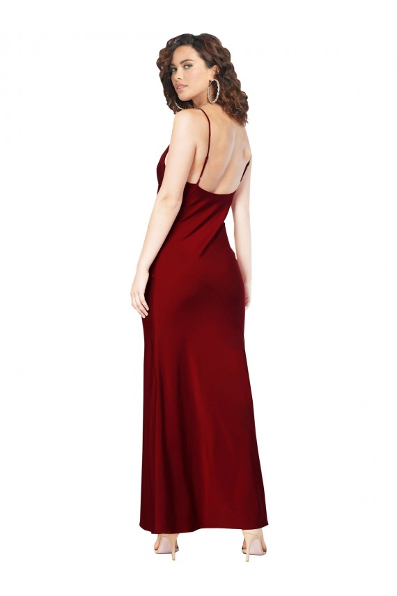 Outlet Silky Satin Cowl Neck Sleeveless Low Back Long Black Tie Evening Dress