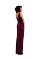 Outlet Stretch Velvet V-Neck Sleeveless Long Semi Formal Evening Dress