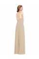 Outlet Soft Chiffon V-Neck Sleeveless Open Back Long Semi Formal Evening Dress