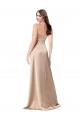 Outlet Silky Satin Spaghetti Straps Sleeveless Low Back Champagne Pink Long Formal Evening Dress