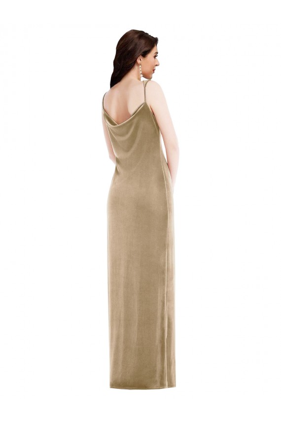 Outlet Stretch Velvet One Shoulder Sleeveless Long Black Tie Evening Dress