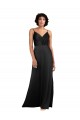 Outlet Silky Satin V-Neck Sleeveless Black Long Formal Evening Dress