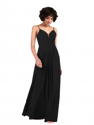 Outlet Soft Chiffon V-Neck Sleeveless Open Back Long Formal Evening Dress