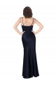 Outlet Silky Satin Cowl Neck Sleeveless Long Black Tie Evening Dress