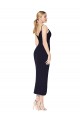 Outlet Stretch Crepe Spaghetti Straps Sleeveless V-Back Knee Length Formal Dress