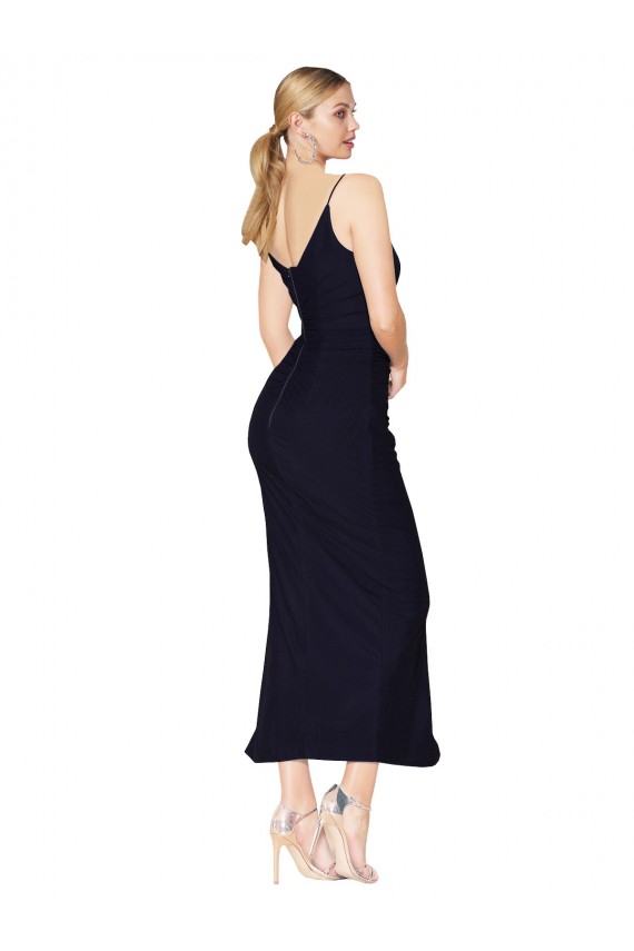 Outlet Soft Chiffon V-Neck Sleeveless V-Back Knee Length Formal Evening Dress