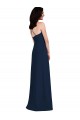 Outlet Stretch Crepe Halter Neck Sleeveless Open Back Dark Navy Long Semi Formal Evening Dress