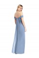 Outlet Soft Chiffon Off the Shoulder Sleeveless Low Back Dusty Blue Long Semi Formal Evening Dress