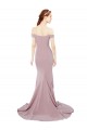 Outlet Stretch Crepe Off the Shoulder Sleeveless Sweep Train Evening Dress