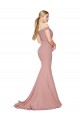 Outlet Stretch Crepe Off the Shoulder Sleeveless Sweep Train Formal Evening Dress