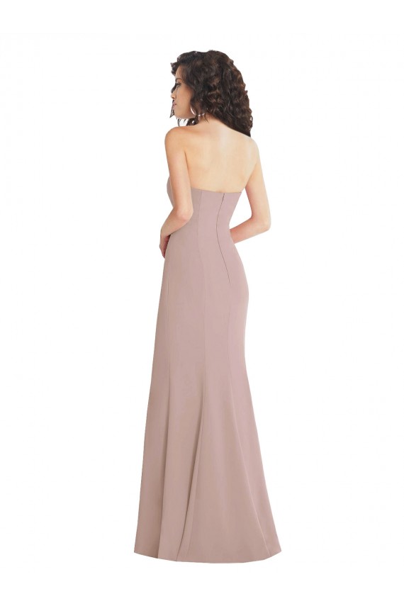 Outlet Stretch Crepe Sweetheart Sleeveless Dusty Pink Long Formal Dress