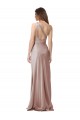 Outlet Stretch Satin One Shoulder Sleeveless Open Back Dusty Pink Long Formal Evening Dress