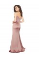 Outlet Silky Satin V-Neck Sleeveless V-Back Long Black Tie Evening Dress