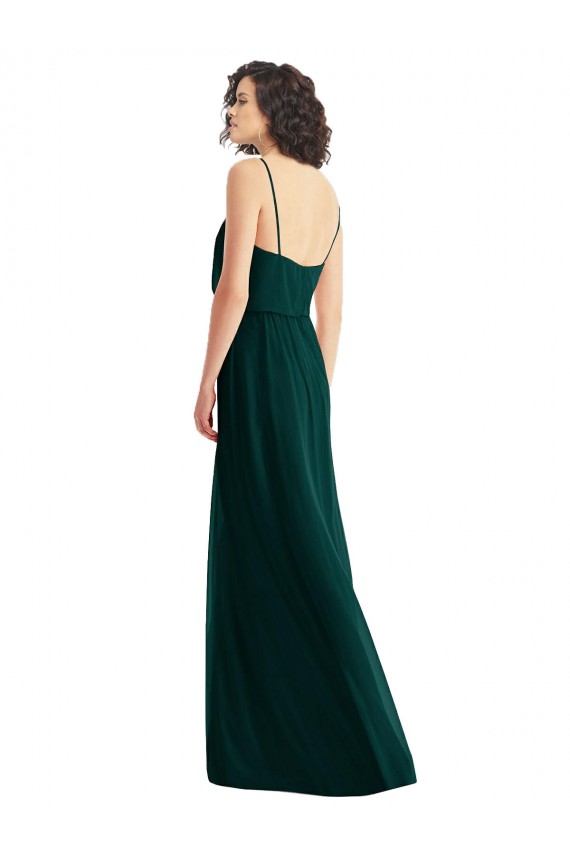 Outlet Soft Chiffon V-Neck Sleeveless Low Back Long Semi Formal Evening Dress