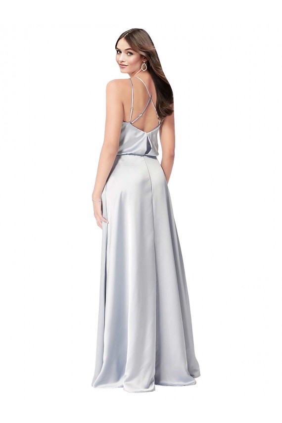 Outlet Silky Satin Halter Neck Sleeveless Open Back Long Formal Evening Dress