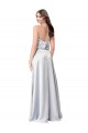 Outlet Silky Satin Halter Neck Sleeveless Open Back Long Formal Evening Dress