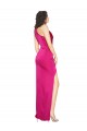 Outlet Silky Satin One Shoulder Sleeveless Fuchsia Long Formal Evening Dress