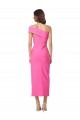 Outlet Stretch Crepe One Shoulder Sleeveless Midi Length Formal Evening Dress