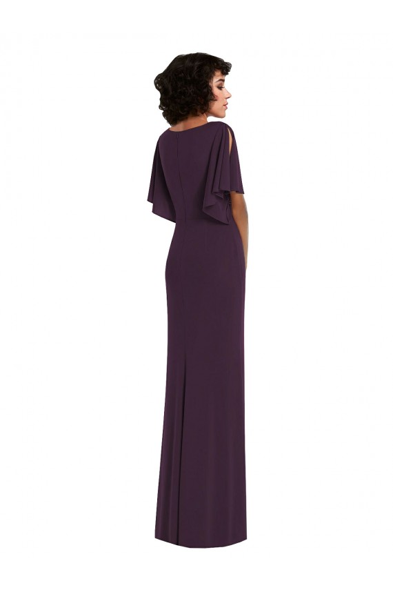 Outlet Spandex V-Neck Split Sleeves Long Formal Evening Dress