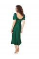 Outlet Silky Satin Sweetheart Short Sleeves Low Back Midi Length Formal Evening Dress