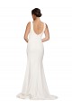 Outlet Stretch Crepe Square Neck Sleeveless Low Back Sweep Train Semi Formal Evening Dress