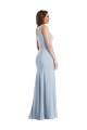 Outlet Stretch Crepe One Shoulder Sleeveless Light Sky Blue Long Formal Evening Dress