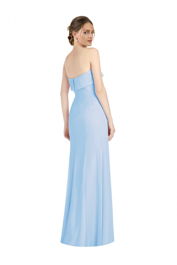 Outlet Soft Chiffon Strapless Sleeveless Low Back Long Black Tie Evening Dress