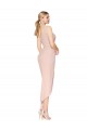 Outlet Stretch Crepe Spaghetti Straps Sleeveless V-Back Knee Length High Low Evening Dress