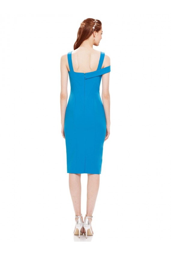 Outlet Stretch Crepe Sleeveless Cocktail Length Formal Evening Dress