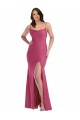Outlet Silky Satin Spaghetti Straps Sleeveless Tie Back Long Plus Size Formal Evening Dress