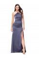 Outlet Silky Satin Halter Neck Sleeveless Low Back Dusk Long Formal Evening Dress