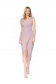 Outlet Soft Chiffon V-Neck Sleeveless V-Back Primrose Cocktail Length High Low Evening Dress