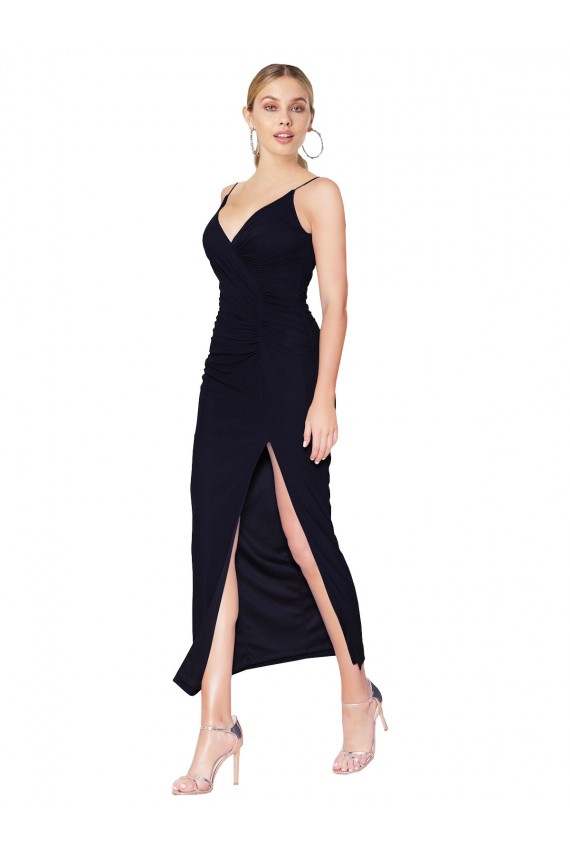 Outlet Soft Chiffon V-Neck Sleeveless V-Back Knee Length Formal Evening Dress