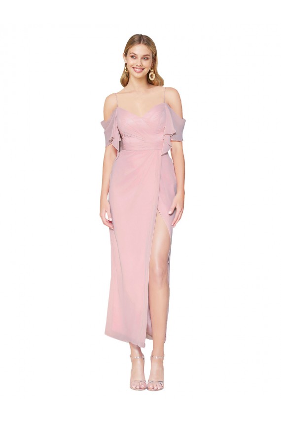Outlet Soft Chiffon Off the Shoulder Cold Shoulder Knee Length Formal Evening Dress