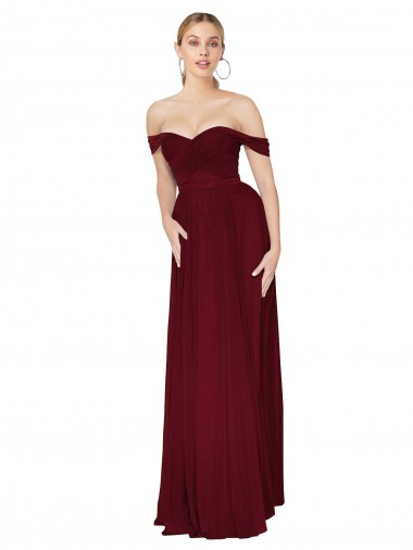 Outlet Soft Chiffon Off the Shoulder Sleeveless Mermaid Long Formal Dress