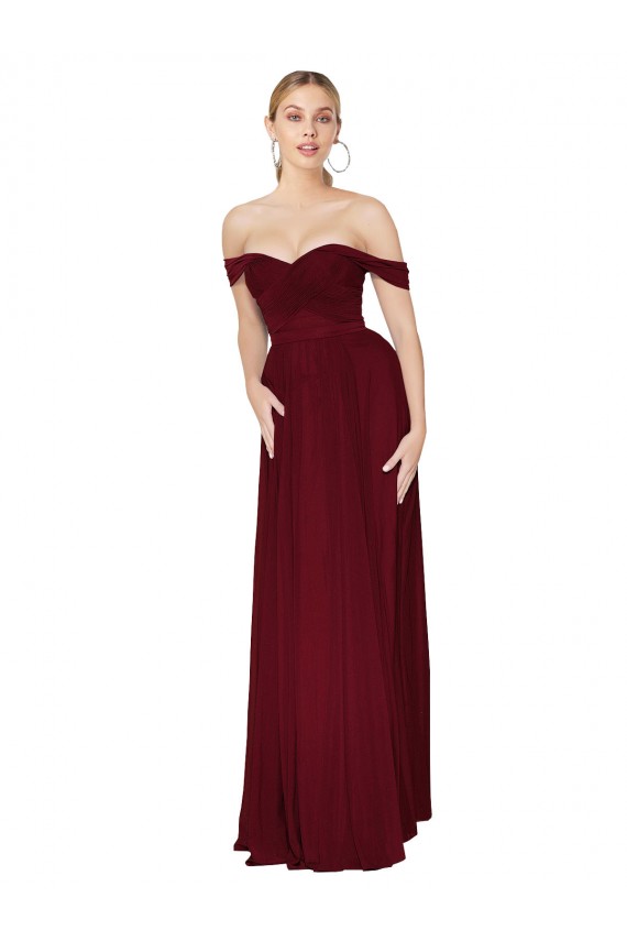 Outlet Soft Chiffon Off the Shoulder Sleeveless Mermaid Long Formal Dress