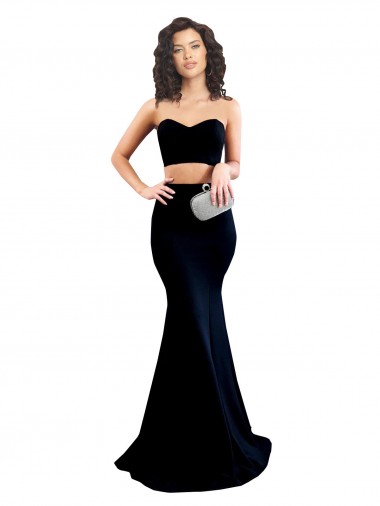 Outlet Stretch Crepe High Neck Sleeveless Low Back Long Formal Evening Dress