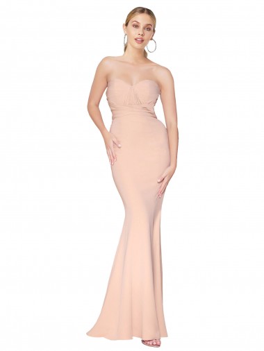 Outlet Stretch Crepe Sweetheart Sleeveless Long Formal Dress