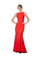 Outlet Stretch Crepe Halter Neck Sleeveless Open Back Long Evening Gown