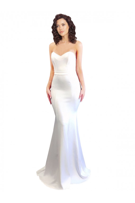Outlet Stretch Crepe Sweetheart Sleeveless Low Back Long Formal Evening Dress