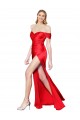 Outlet Stretch Satin Off the Shoulder Sleeveless Long Formal Evening Dress