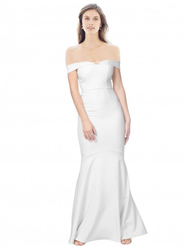 Outlet Stretch Crepe Off the Shoulder Sleeveless Low Back Long Formal Dress