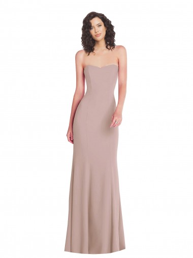Outlet Stretch Crepe Sweetheart Sleeveless Dusty Pink Long Formal Dress