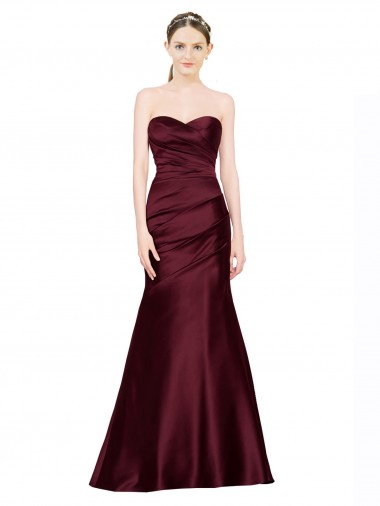 Outlet Satin Sweetheart Sleeveless Low Back Long Formal Evening Dress