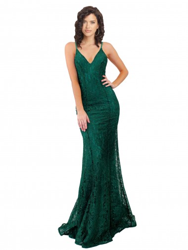 Outlet Lace V-Neck Sleeveless Open Back Long Black Tie Evening Dress