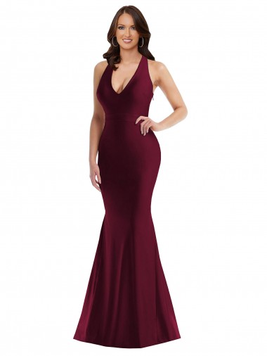 Outlet Silky Satin V-Neck Sleeveless Open Back Long Plus Size Formal Evening Dress
