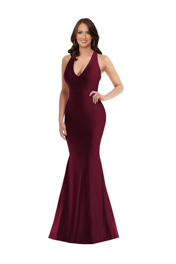Outlet Silky Satin V-Neck Sleeveless Open Back Long Plus Size Formal Evening Dress